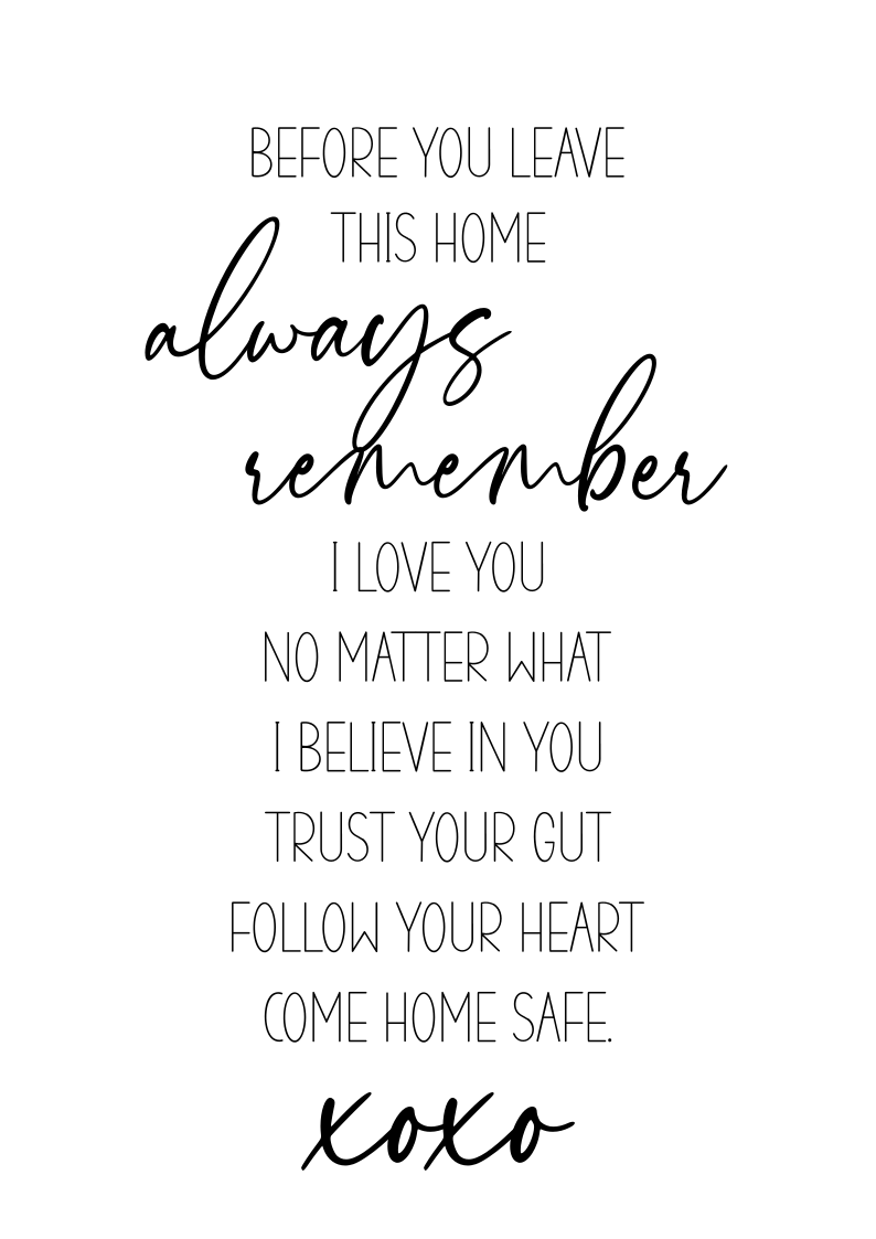BEFORE YOU LEAVE THIS HOME