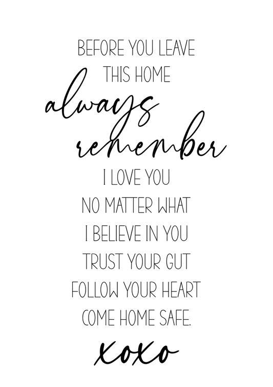 BEFORE YOU LEAVE THIS HOME