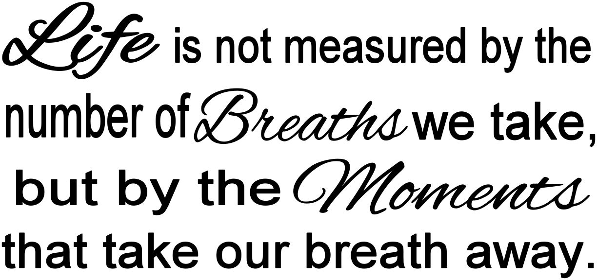 LIFE IS NOT MEASURED BY THE NUMBER OF BREATHS WE TAKE, BUT BY THE MOMENTS THAT TAKE OUR BREATH AWAY.